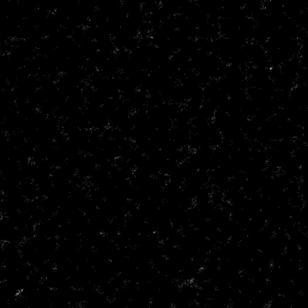 Field Lines: faint white flecks and short field-line strokes scattered evenly over black.