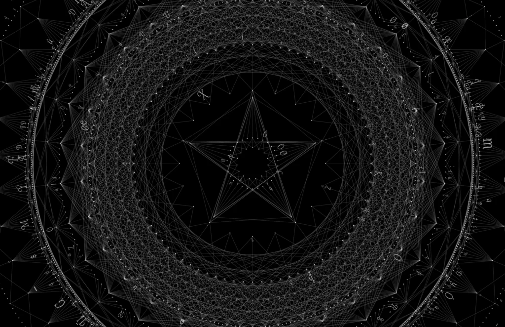 Laced Mandala: a pentagram held inside a woven band