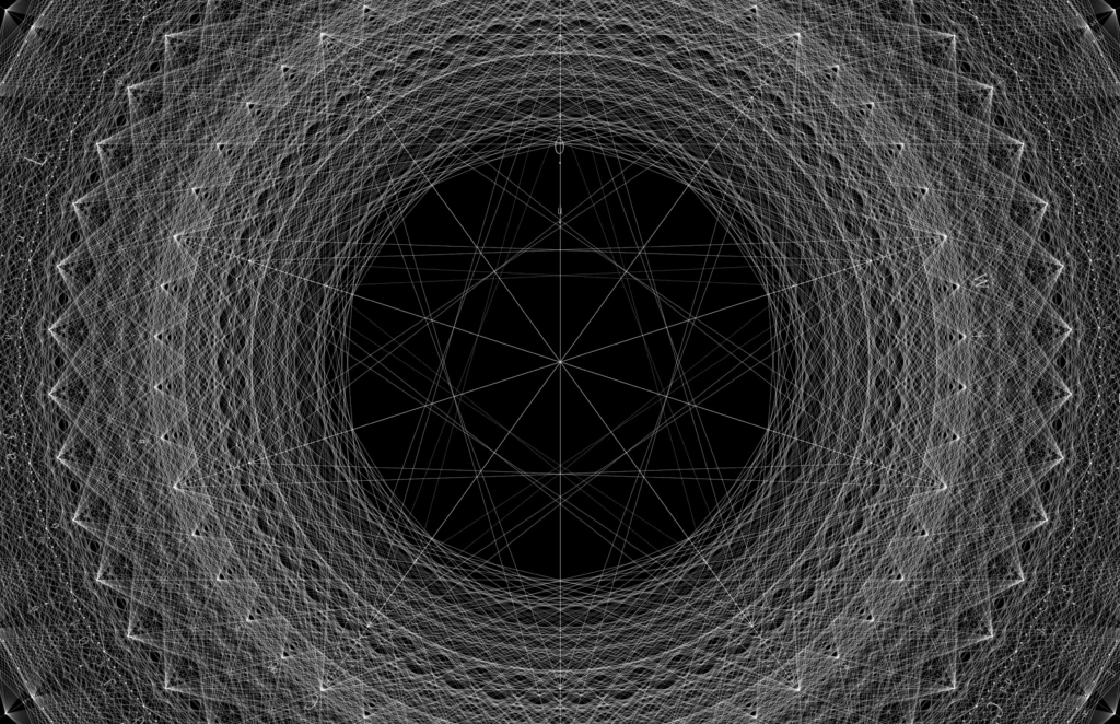 Laced Mandala: a dense field of lace surrounding a dark eye