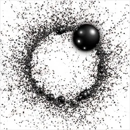 Black and white square image of a ring of generated particles, for my talk "Self-Making: 3 Generative Approaches" at New Mexico Macromedia User Group (NMMUG) at TVI, Albuquerque, 22 Mar 2006