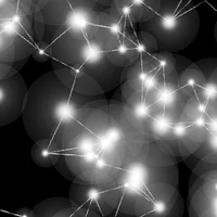 Generated black and white image of bright glowing nodes joined by fine grainy lines on black, made with code after my Node Garden algorithm, for Startup Weekend Las Cruces 2014